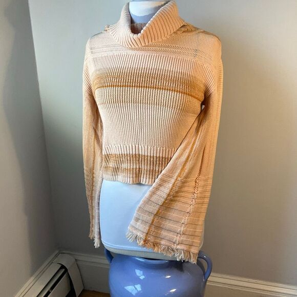 Free People boho jamgirl pumpkinpatch bellsleeve w fringe cropped Sweater XS - Picture 15 of 16